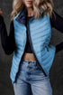 Plush Collared Quilted Zipped Puffer Vest